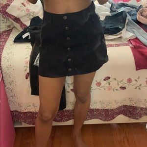 Black high waisted denim mini skirt
